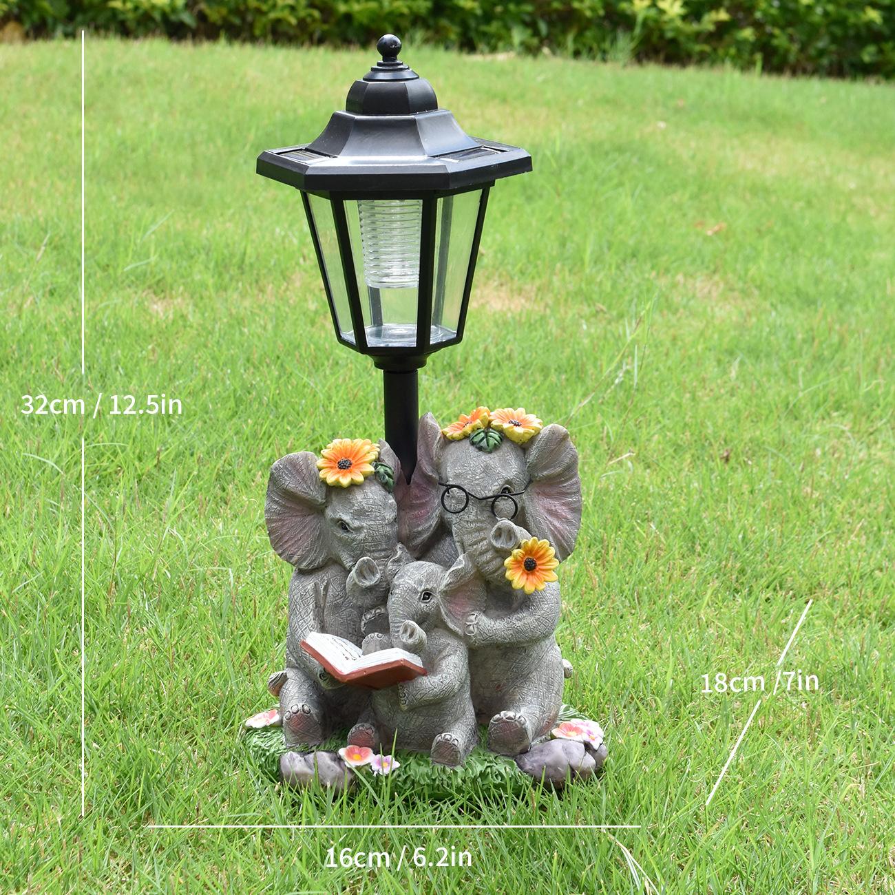 JYL TS/145,Elephant Solar Hexagonal Light Resin Figurine Garden Statue Animal Outdoor Decor Craft One Size грушевый