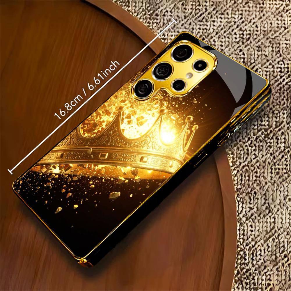 Crown King new Bestseller model PhoneCase Electroplated Glass PhoneCase for Samsung Galaxy S26 S25 S24 S23 S22 FE,Ultra,Plus