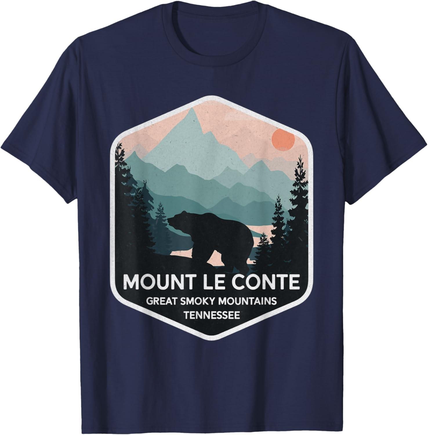 Mount Le Conte Great Smoky Mountains Tennessee Vintage Bear Navy Blue T-Shirt XL