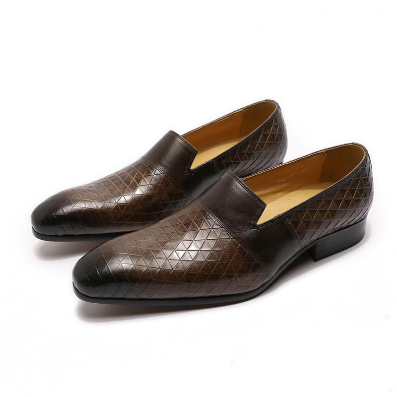 Fashion Autumn Shoes Men Wedding Dress Shoes Hand-Painted Brown Black Tassel Loafers Genuine Leather Slip On Male Casual Business Shoe
