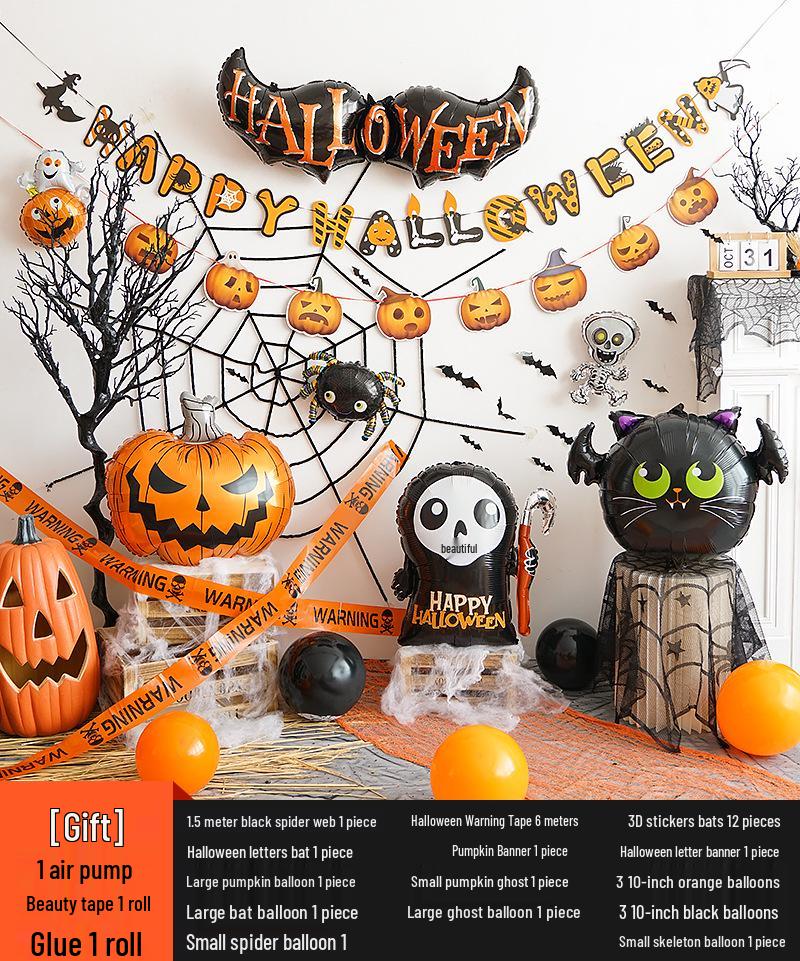Halloween Kindergarten Party Wall Decor: Balloons & Props for Kids' Atmosphere