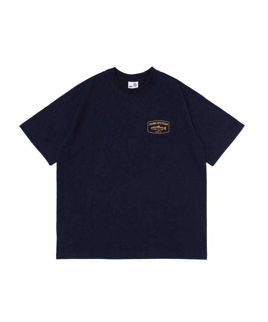 Wogseuaenko Upstream Fishing Short Sleeve T-Shirt (Navy)
