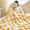 Thick Corals Fleece Grid Blanket Warm Throw for Home Travel Sturdy Machine Washable Polyester
