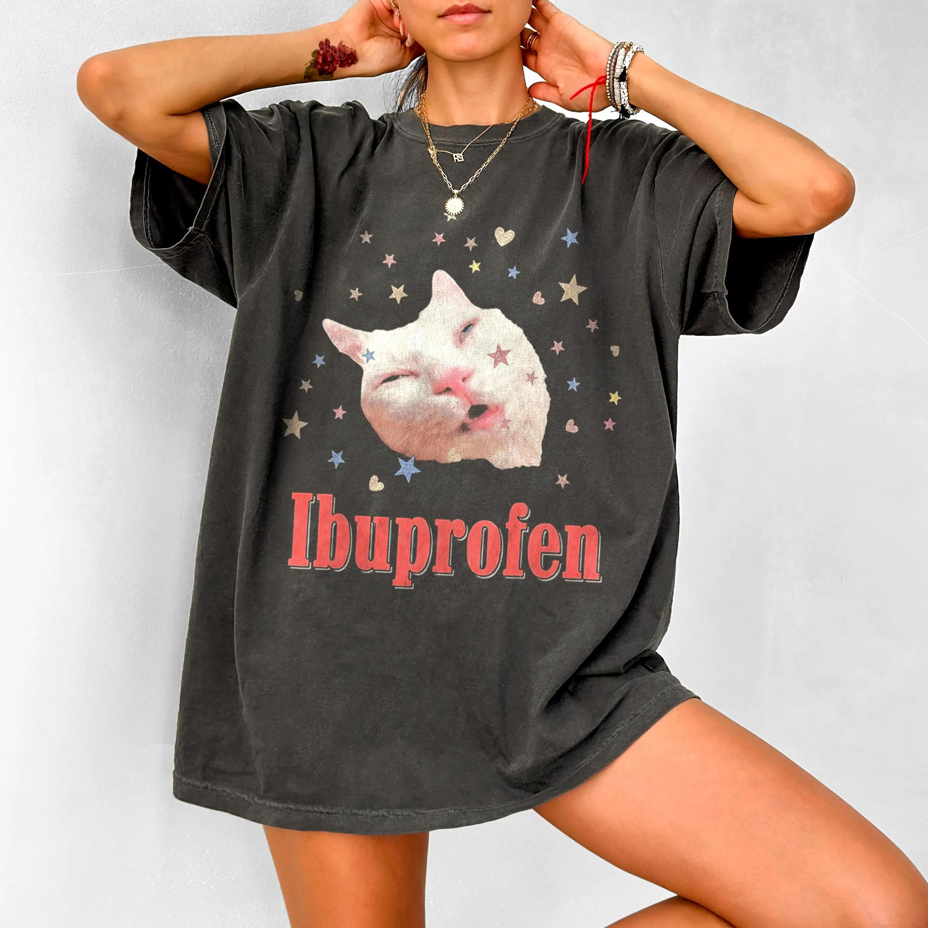 

2026 Summer Womens Vintage Silly Kitten Graphic Print TShirt Unisex Cotton and Breathable Short Sleeve Oversized Loose Casual S