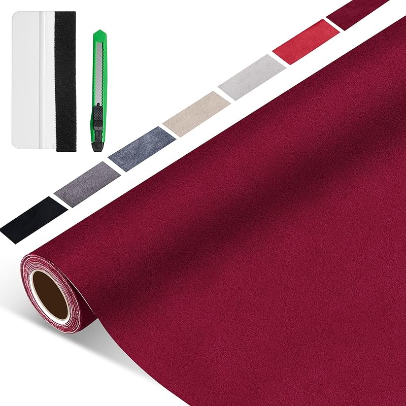 Suede Wrap for Car Interior 16" x 59" - Black Self Adhesive Suede Fabric, Easy Peel Suede Interior Wrap for Car & Home Decor