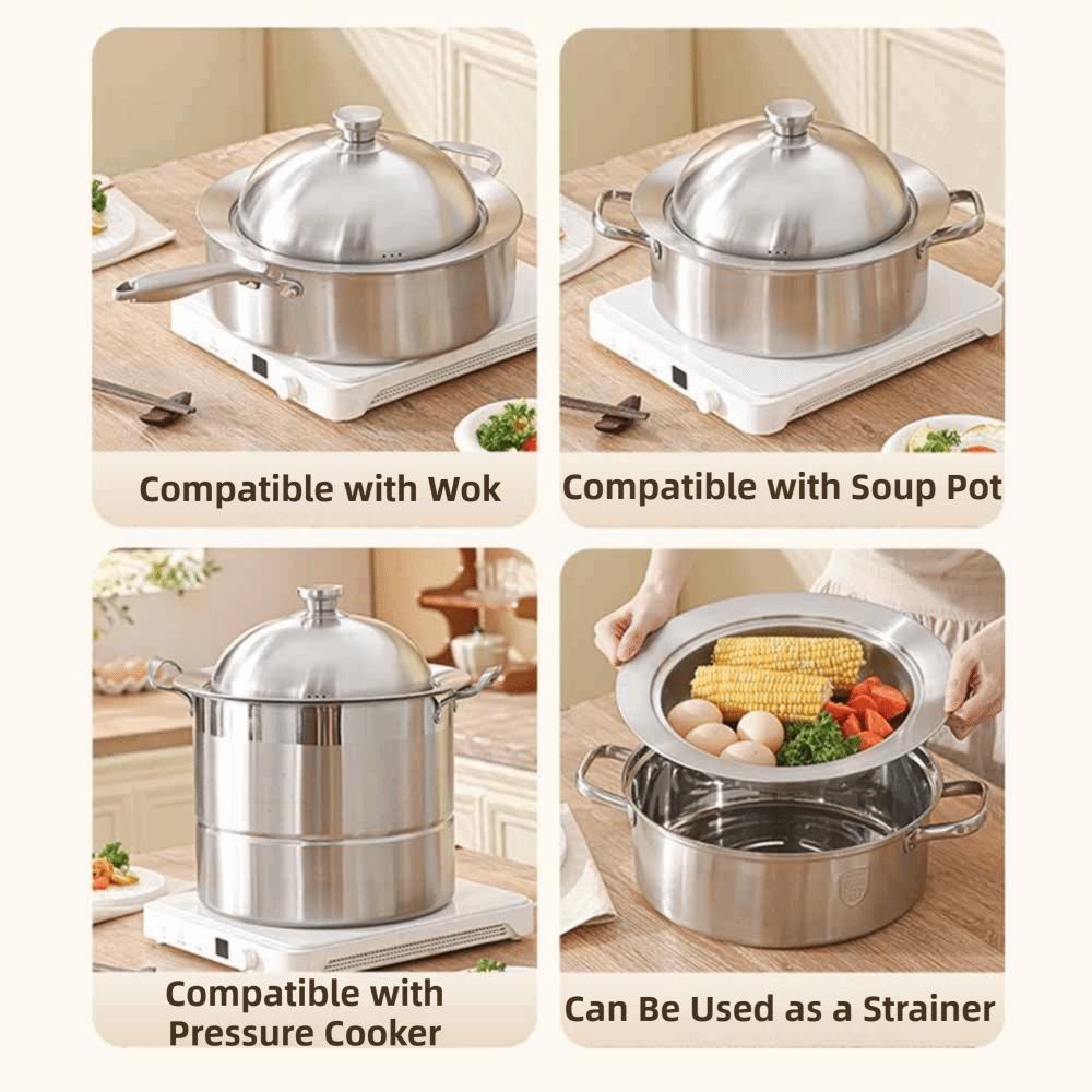 with Lid Food Steam Plate Portable Round Pot Insert Tray Kitchen Steamer Holder  Kitchen Supplies