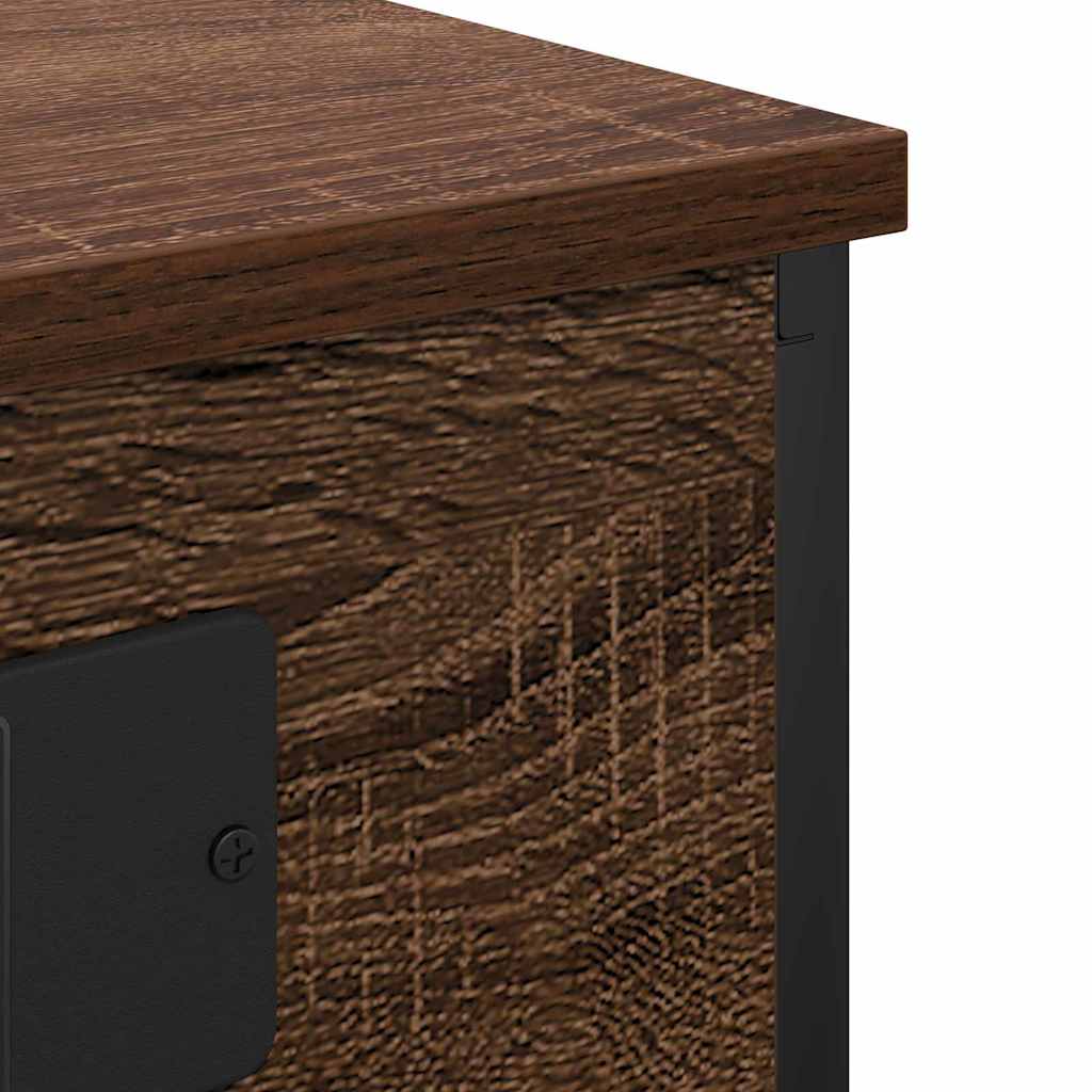 Nightstand Brown Oak Effect 41 X 31 X 51 Cm Engineered Wood