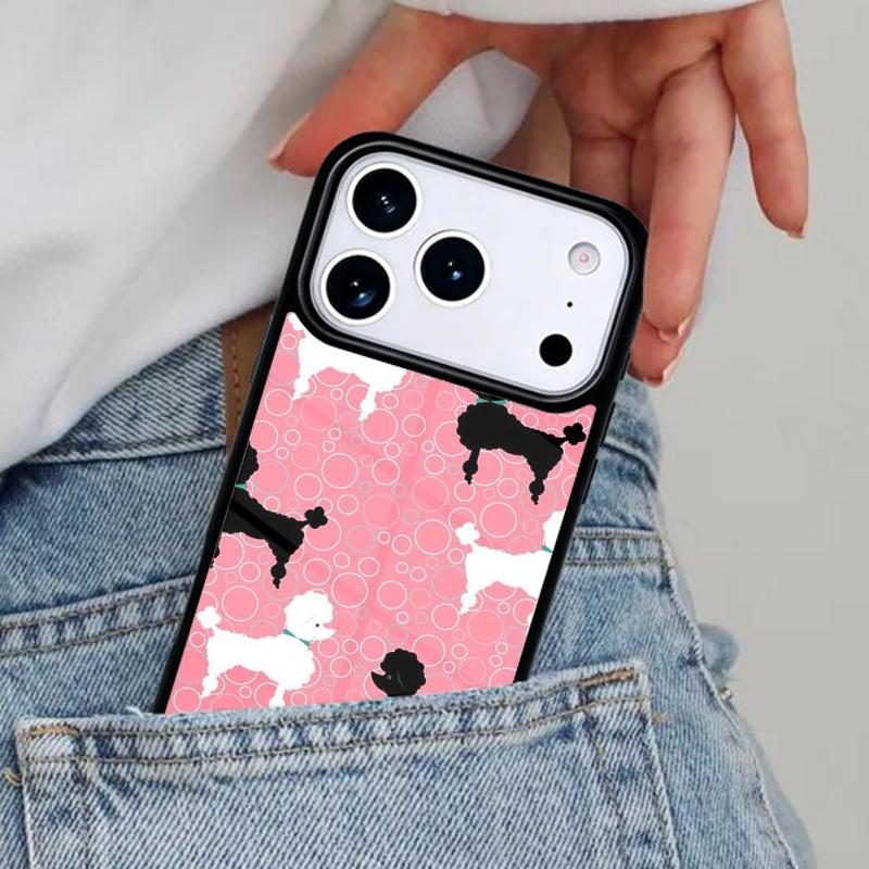 Cartoon Poodles Pattern Phone Case for iPhone 16e 15 14 13 12 17 Pro Max Plus Air 17pro Cover Coque