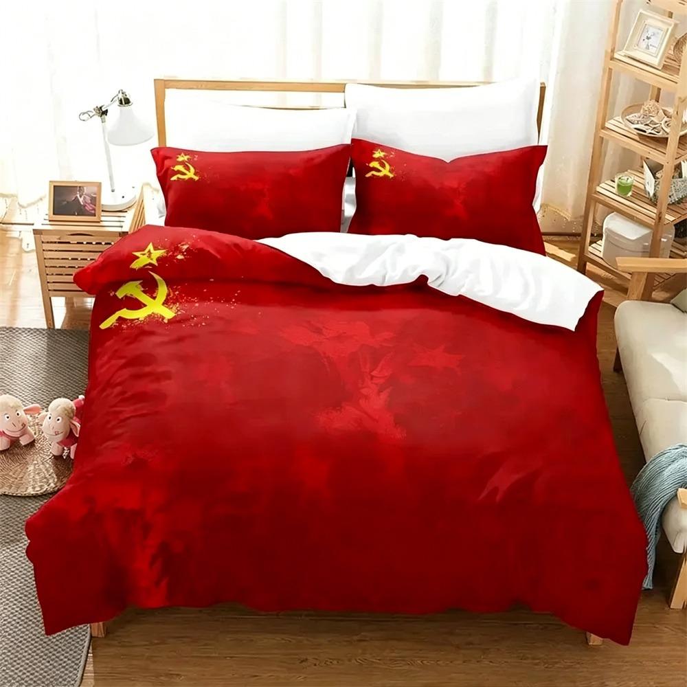 Set lenjerie de pat Republica Socialistă Sovietică URSS Steag Roșu Dimensiuni Single Twin Full Queen King Set de pat Aldult Copil Seturi Dormitor