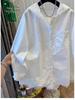 European Fashion Lace Hem Hooded Long Sleeve Women's Loose Shirt for Spring and Autumn