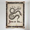Vintage Colonial American 'Join or Die' Snake Metal Tin Sign Distressed Propaganda Art for Bar Man Cave Home Decor Wall Plaque N