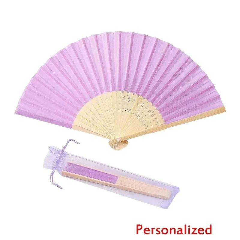 20/24/30PCS Personalized Wedding Fan,Custom Printing Handheld Folding Fans Come with Organza Bag Bridal Shower Baby Christening
