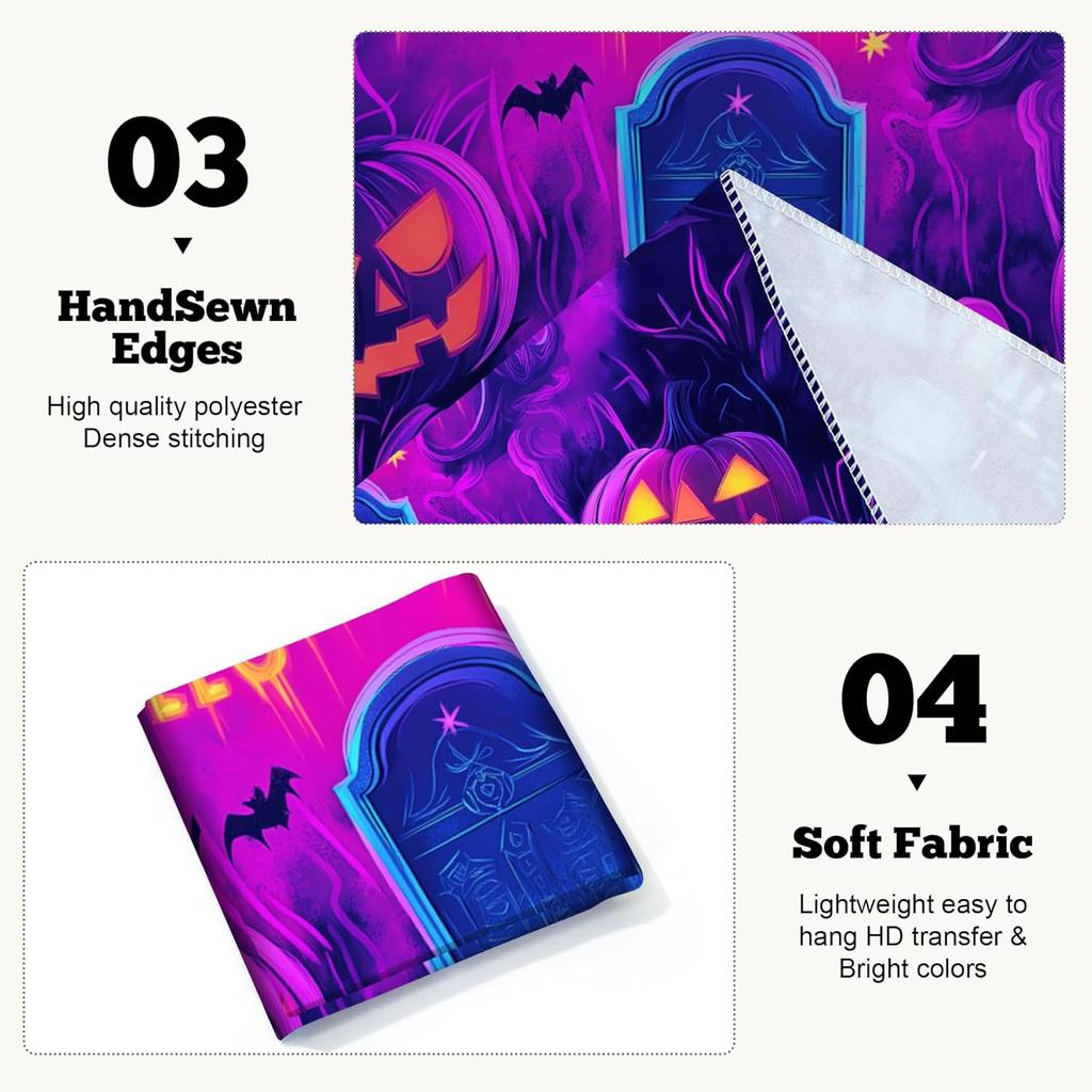 BVBOX Blacklight Halloween TapestryUV Reactive Glow In The Dark Black Light Trippy Tapestry Posters for Living Room, B
