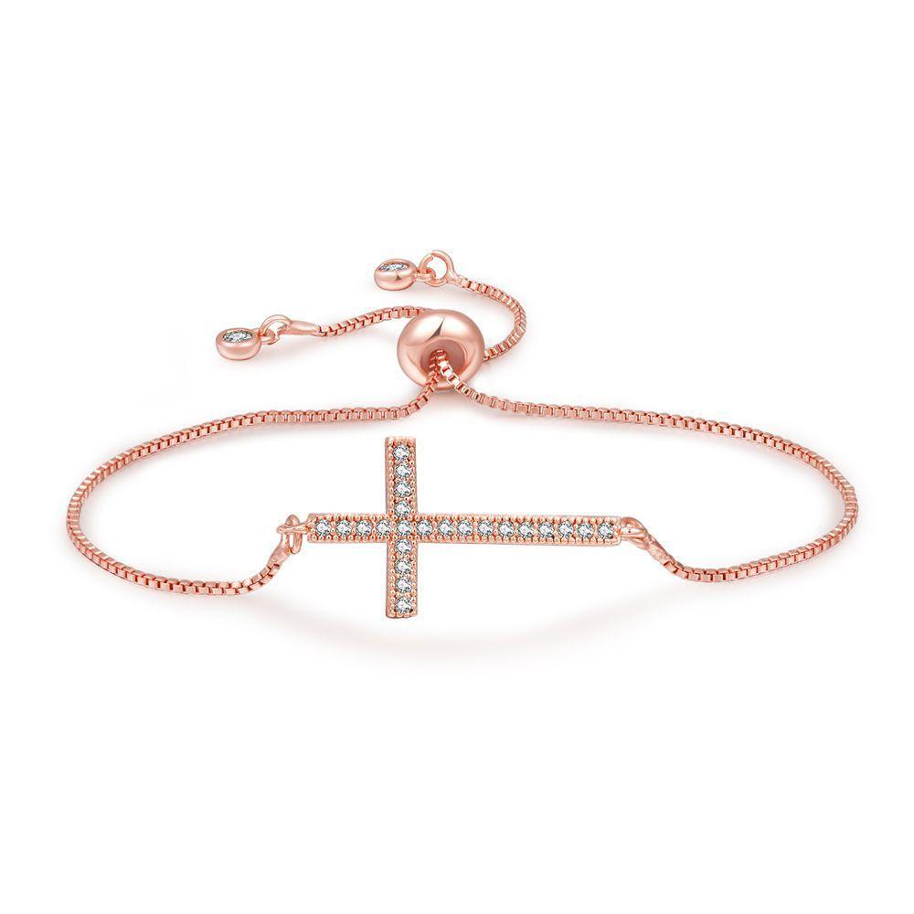 Cross Jewelry Adjustable Copper Zircon Stone Bracelet For Women Gift Travel Souvenir
