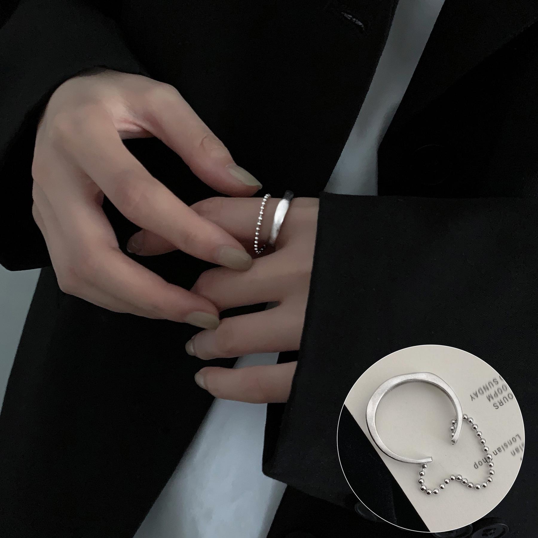 

Универсальное посеребренное открытое кольцо из стерлингового серебра - корейский стиль для женщин Adjustable Open