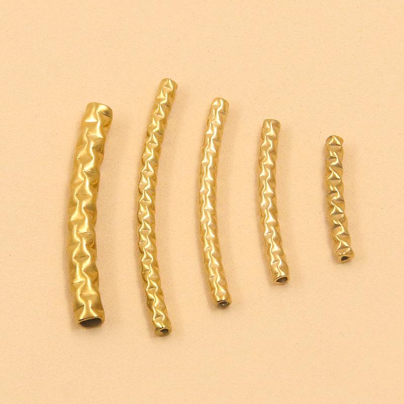 DIY Jewelry Materials: 2-Color Stainless Steel Embossed Bent Tube Beads & Accessories