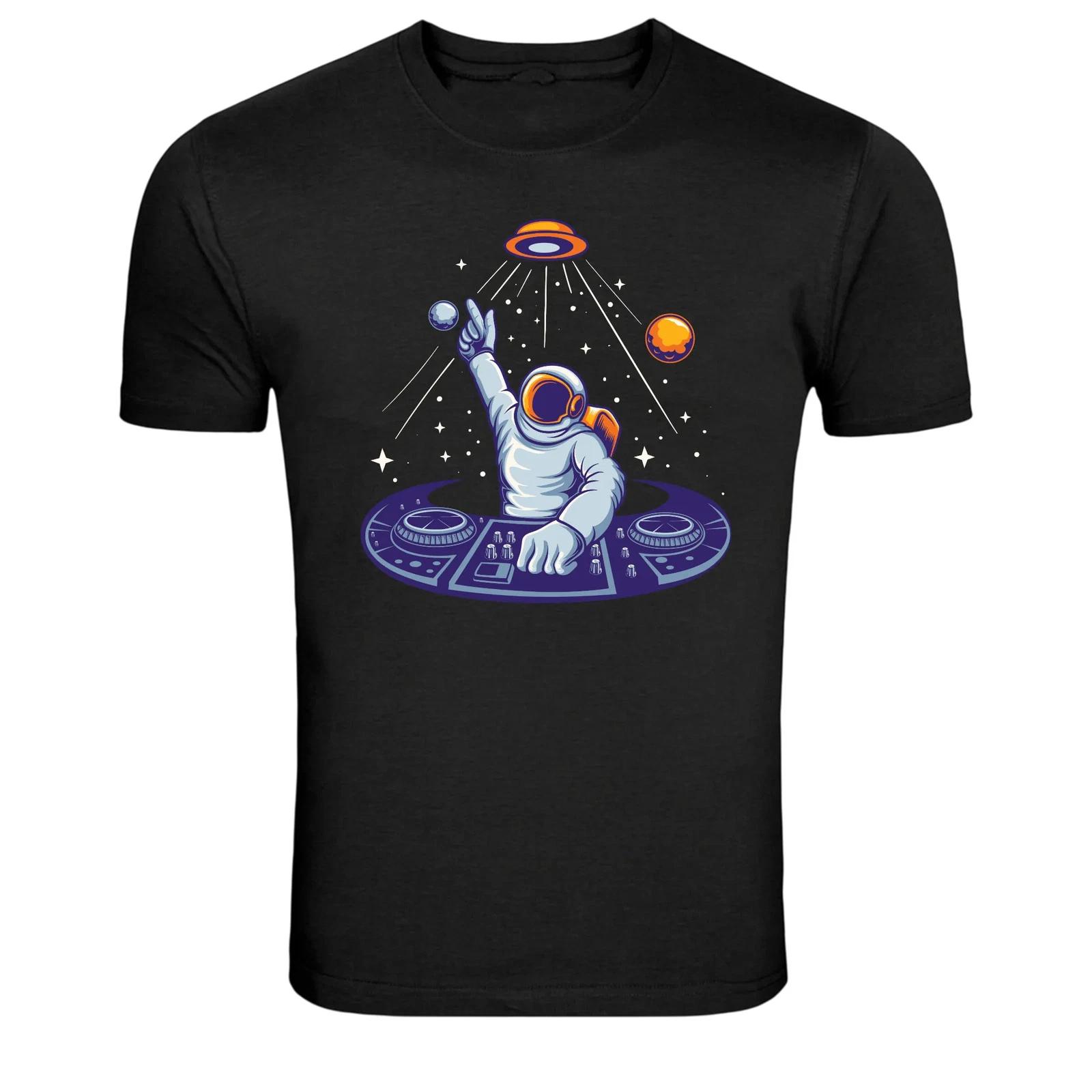 Astronaut DJ Mixing Planets Party Graphic T-Shirt XS