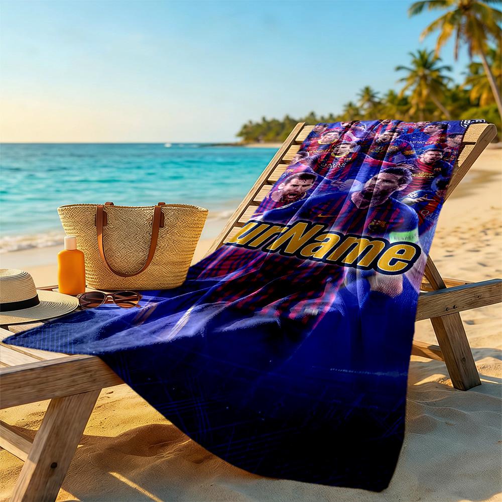 Messi Personalized Text Beach Towel Soft Durable Quick-Dry Suitable for Swimming Gym Camping Yoga Vacation