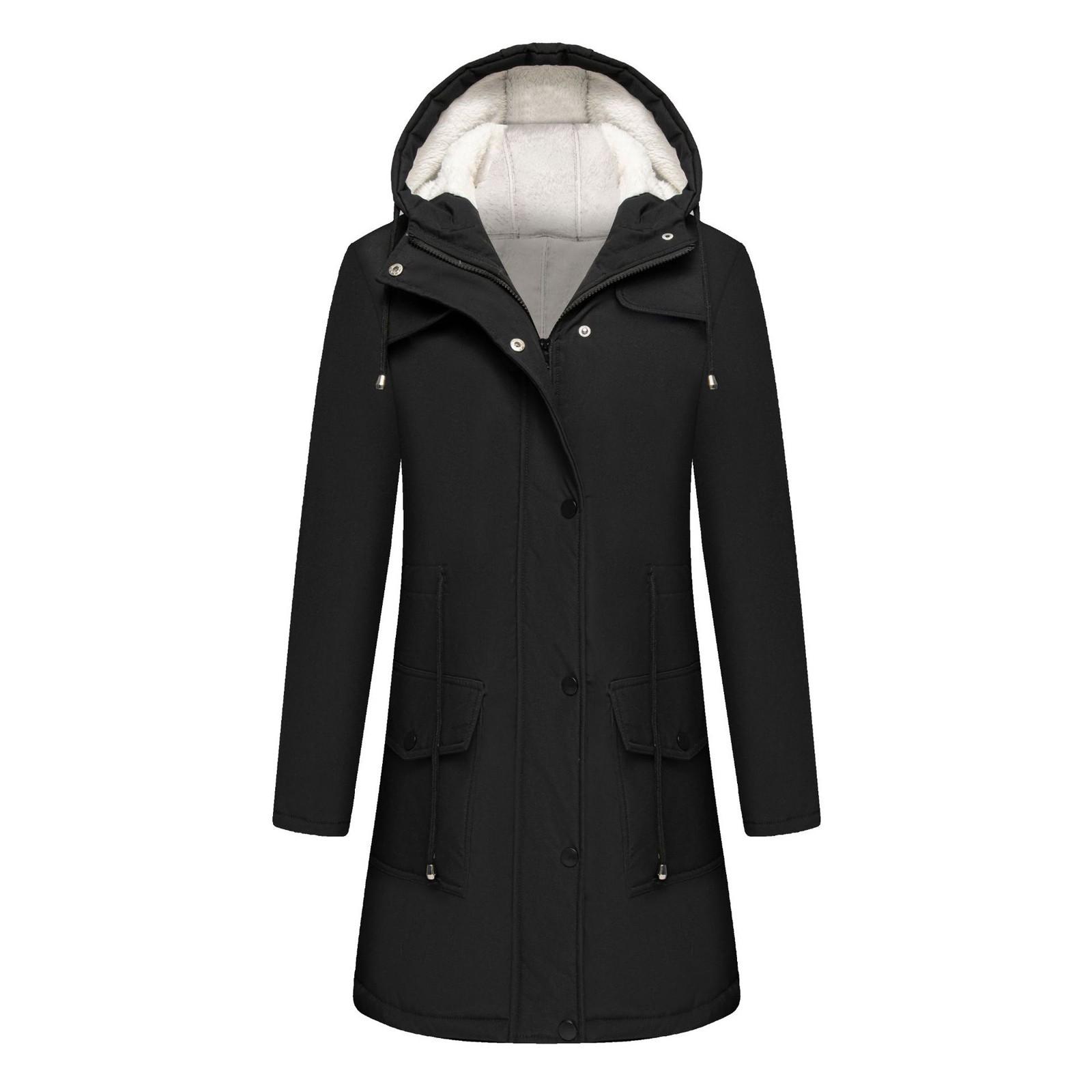 

Женская однотонная куртка Hardshell с капюшоном, ветровка с длинным рукавом и флисовая куртка для походов на открытом воздухе, куртка средней длины, водонепроницаемая куртка XL