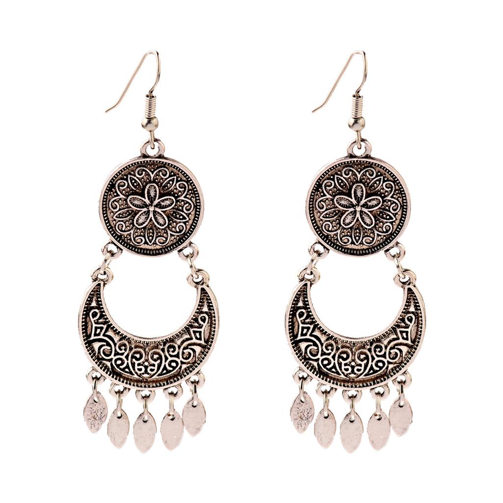 TopHanqi Indian Earring For Women Antique Ethnic Copper Color Small Bells WaterdropTassel Earrings Turkish Tribal Gypsy Zircon