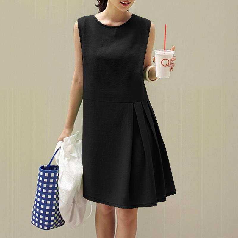 ZANZEA Abito estivo casual senza maniche con scollo rotondo da donna