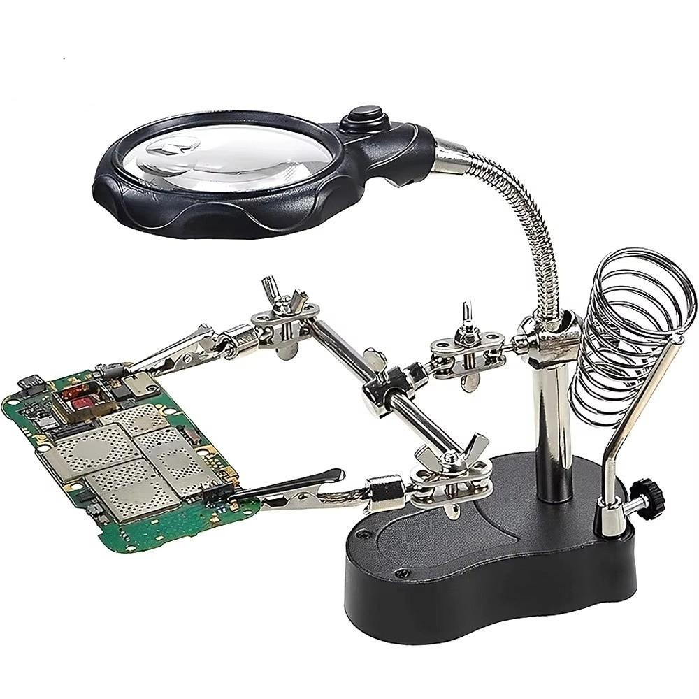 Desktop Welding Auxiliary Clip Magnifier LED Magnifying Glass Soldering Iron Stand