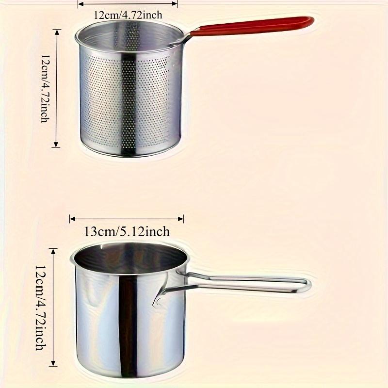 Stainless Steel Gas Fryer with Oil Filter Basket Multi-function Mini Frying Pan for Home Use Oil Saving Design
