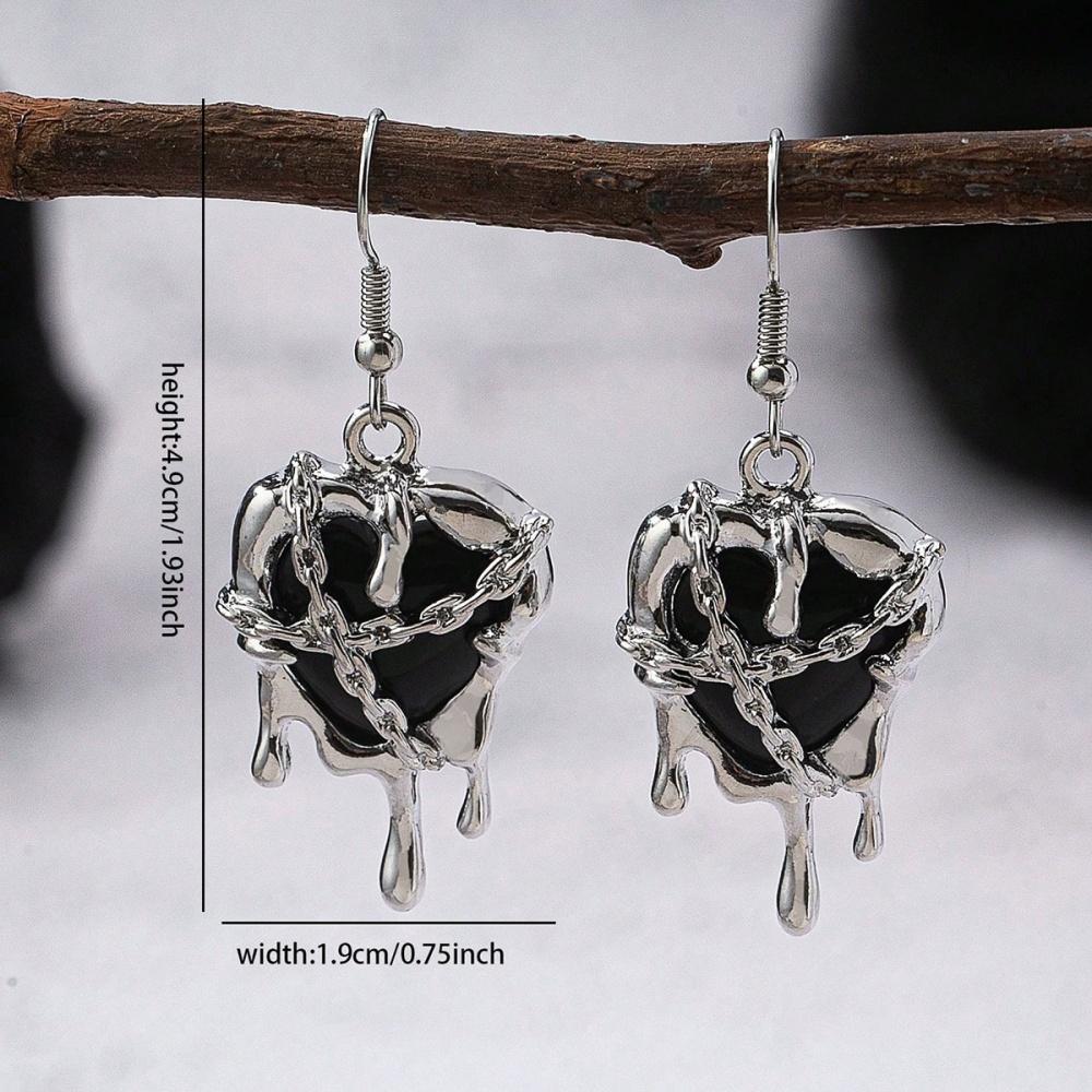 Geometric Karst Imprisonment Heart Pendant Earrings Necklace Female Punk Style Trendy Dark Jewelry Gift Wholesale