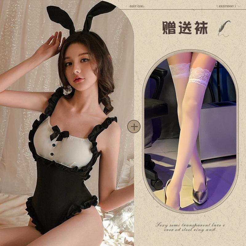 Sexy Pajamas Bunny Sexy Temptation Cute Maid Onesie Uniform Open Without Temptation