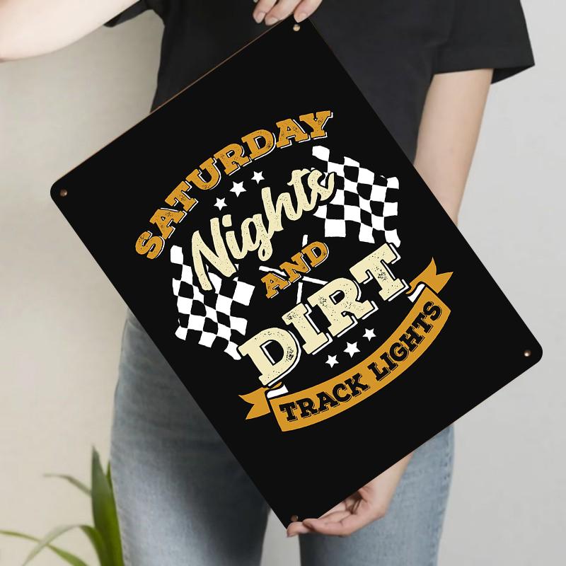 

Saturday Night And Dirt Track Lights Vintage Metal Tin Sign Auto Racing Decor American Country Art 20x30cm（7.8x11.8inch）