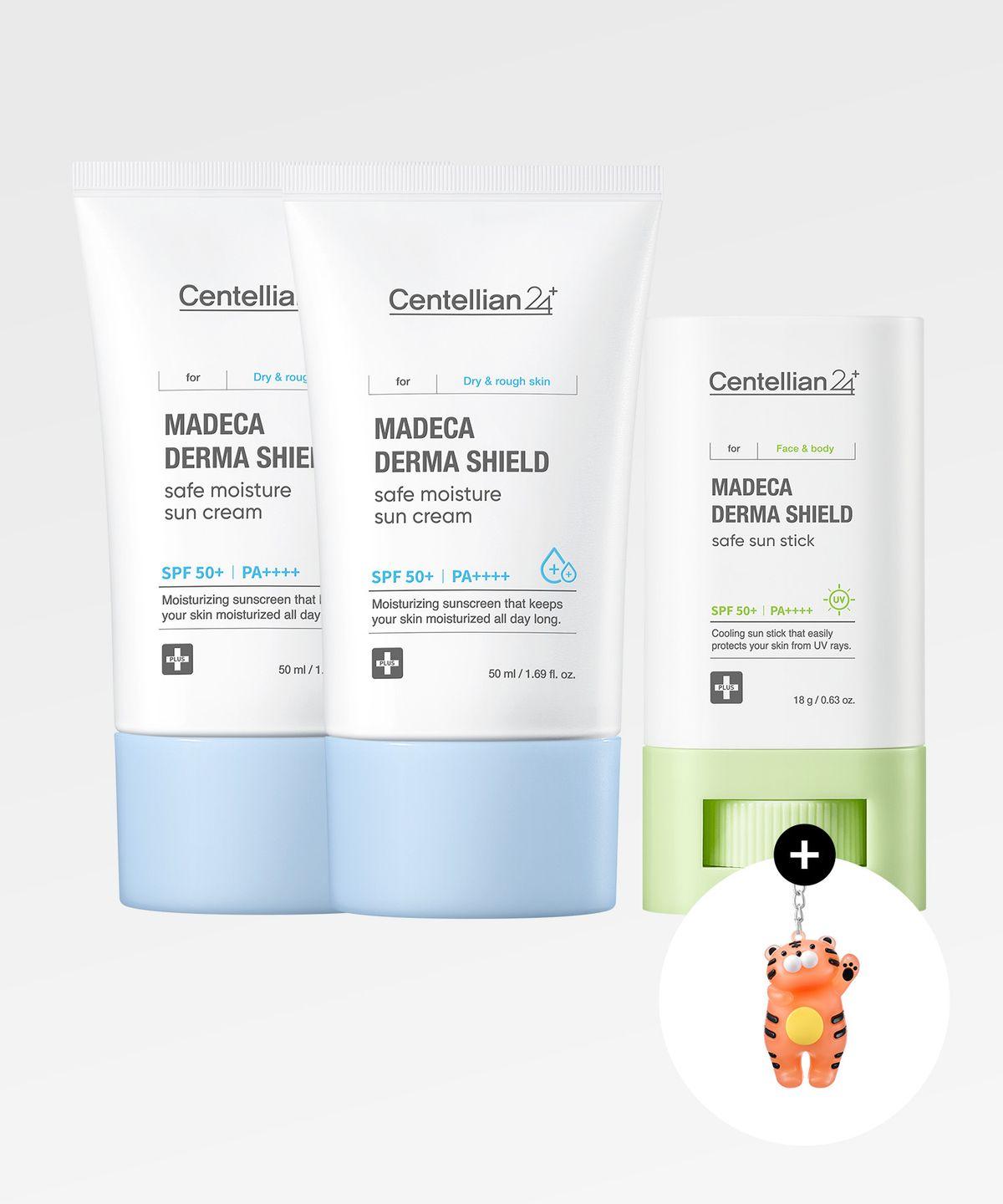 [Free UV Keyring] Madeca Derma Shield Hydration Sun Cream 50ml x 2 + Sun Stick 18g x 1