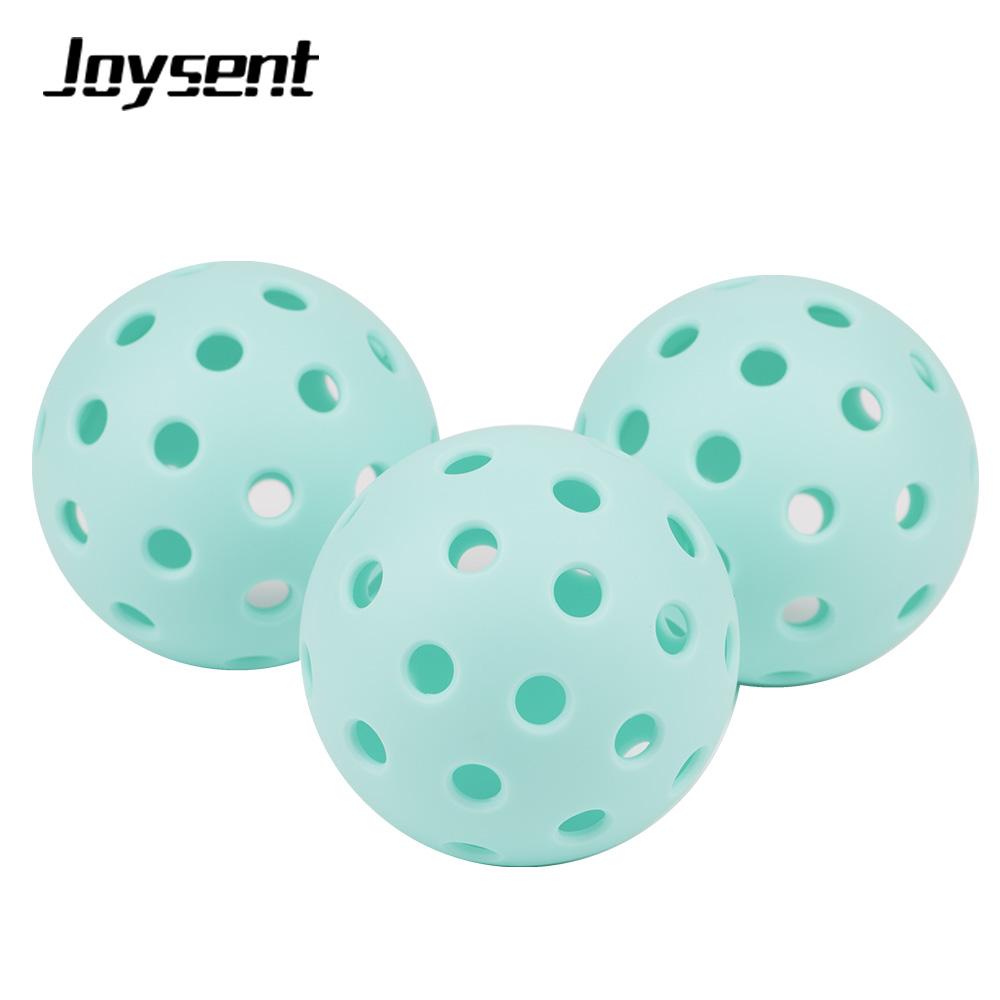 Joysent Durable Outdoor Pickleball Balls 40 Holes 74mm Training Paddle Ball TPE Plastic Competition Practice Light Blue 3pcs