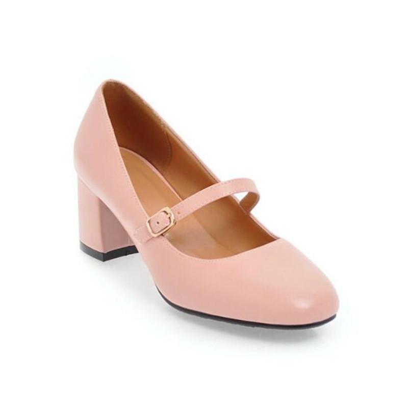 High Quality Soft Leather Solid Color Women Pumps 2025 Summer New Style Thick Heels Fashion High-heeled Women's Shoes Size 32-45