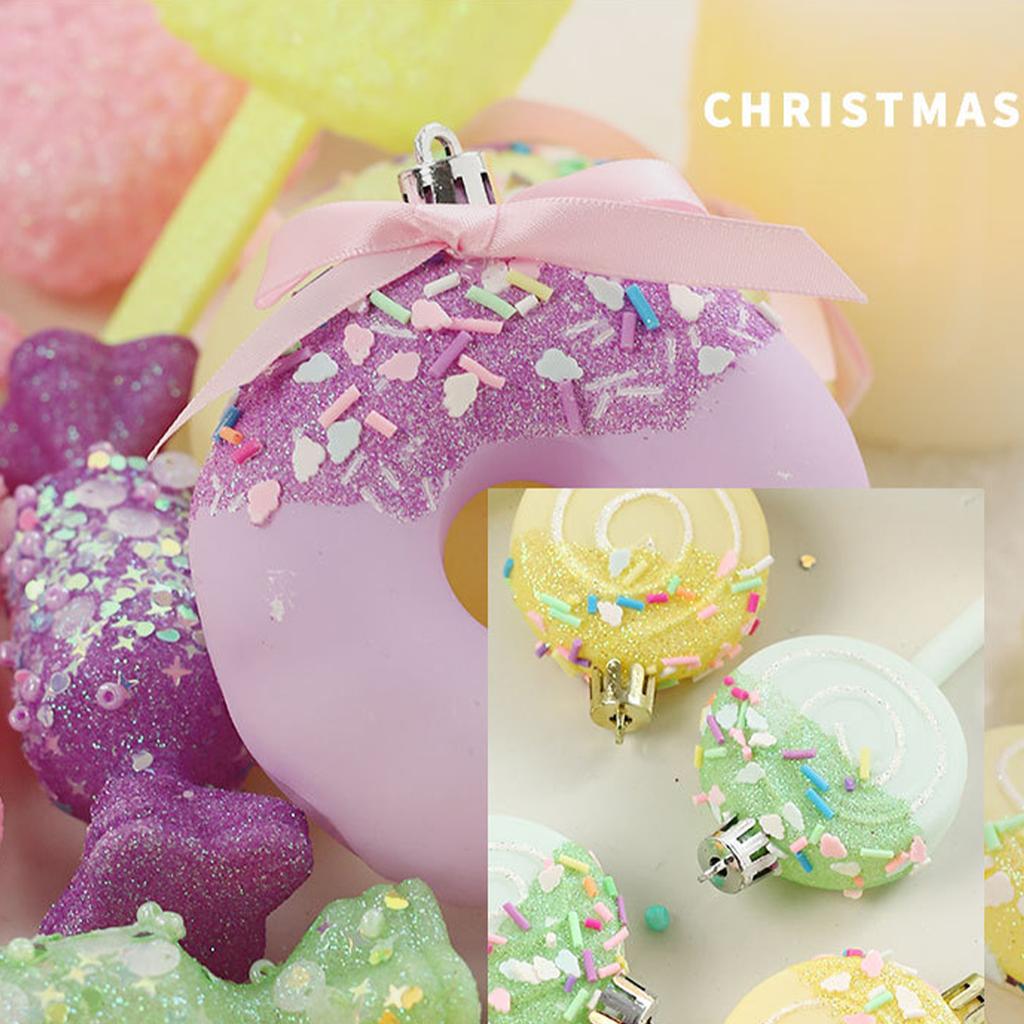 Christmas Decorative Candy Ornaments Set, 3/4Pcs Donuts/Cupcakes Christmas Tree Pendant Festival Supplies