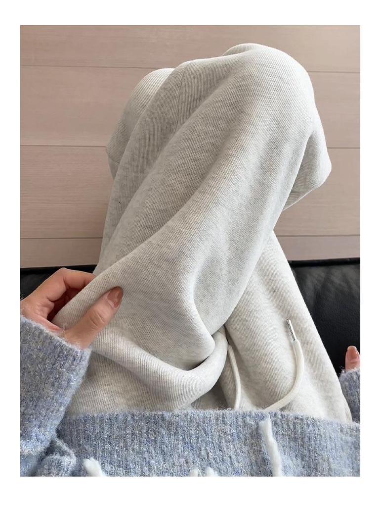 2024 Women's White-Gray High-Waisted Loose Casual Straight-Leg Sweatpants
