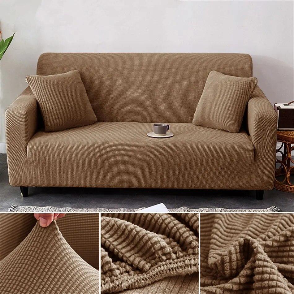 1/2/3/4 Seater Thicken Elastic Jacquard Sofa Cover Slipcover Stretch Polar Fleece L Shape Corner Sofa Covers for Living Room