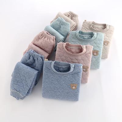 Pijamas de inverno para crianças, roupas íntimas térmicas para bebês, conjunto de três camadas de algodão grosso para crianças, meninos e meninas