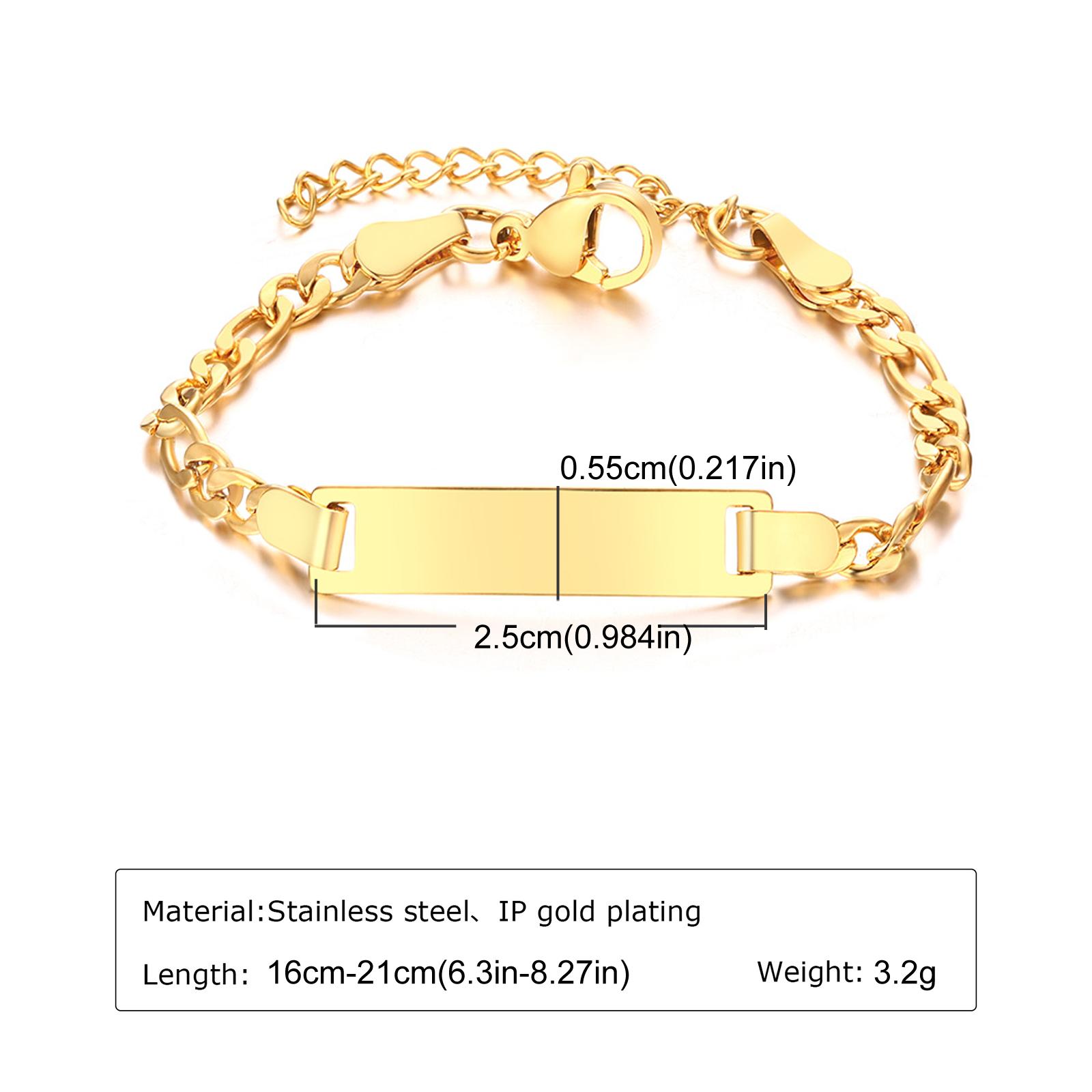 

Personalized Engrave ID Name Bracelet Stainless Steel Wrist Chain Customized Jewelry for Women Girlfriend Family Gift no word