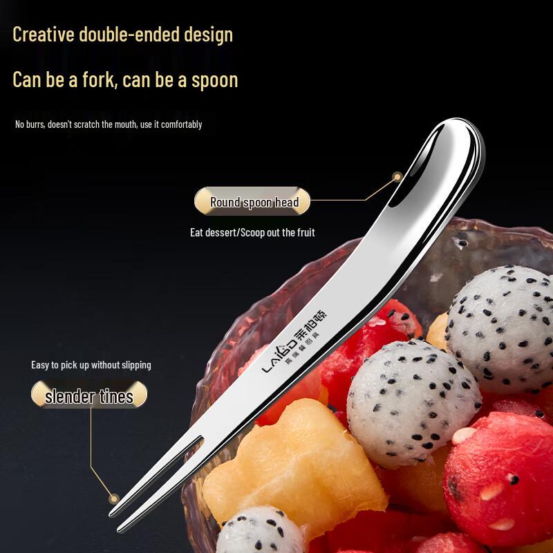 Laibodun 316L Stainless Steel Dessert & Fruit Fork Spoon