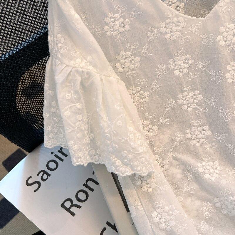 Summer Stylish Shirts Lace Short Sleeve V-neck Blouse Woman Fashion Office Lady Tops Blusas Casual Shirt Elegant 27657