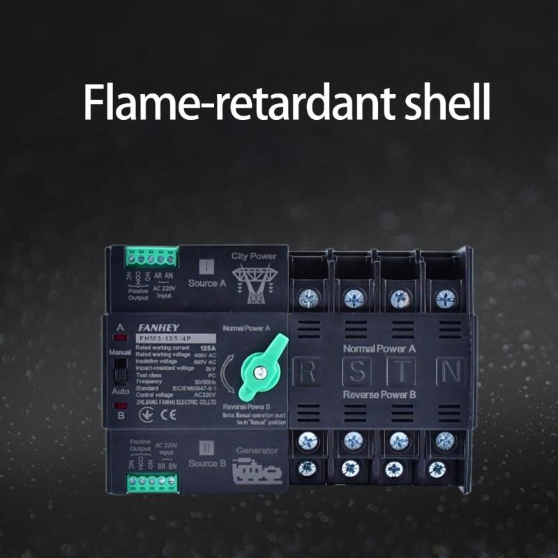 125A Automatic Transfer Switches with 2P/ Design & Flame Retardant Housing Easy to Use for Uninterrupted Power Supply