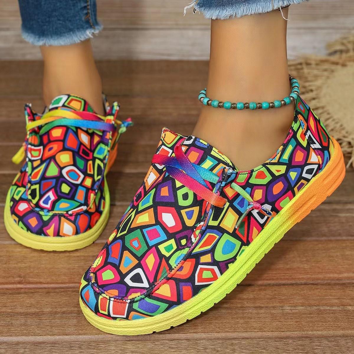 

Fashion Retro Ethnic Style Women Shoe Spring New Round Toe Flat Shoes Fashion Womens Sports Shoes Soft Soled Anti Slip Women Casual Shoe 36