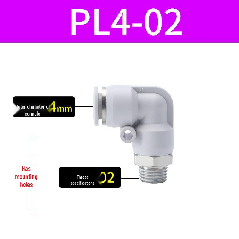 Premium White Male Thread Elbow PL8-02 Pneumatic Connector, 4-M5/6-01/10-03/12-04 Air Tube