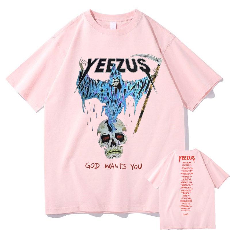 God Wants You Kanye West Streetwear Skull Reaper Graphic Print Tshirt Men Women Hip Hop Fashion Tshirts Mens Cotton T Shirt