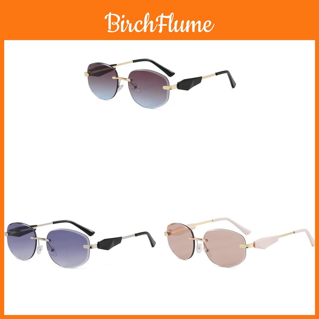 European Style Frameless Oval Sunglasses With Uv400 Protection For Fashion And Travel