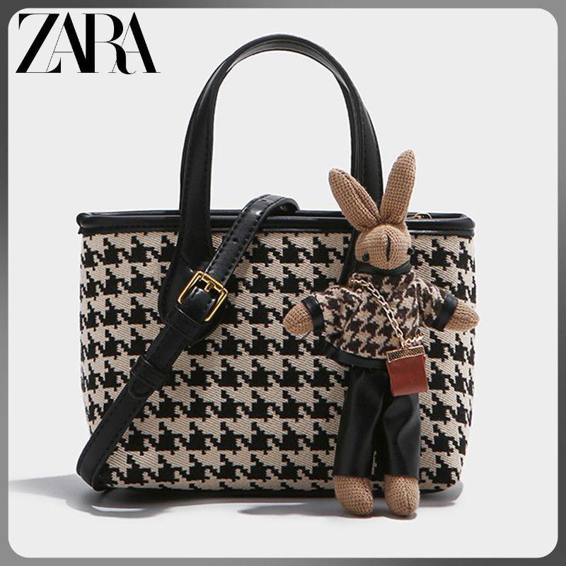 Zara New Houndstooth Damentasche Kaninchen Dekorative Handtasche