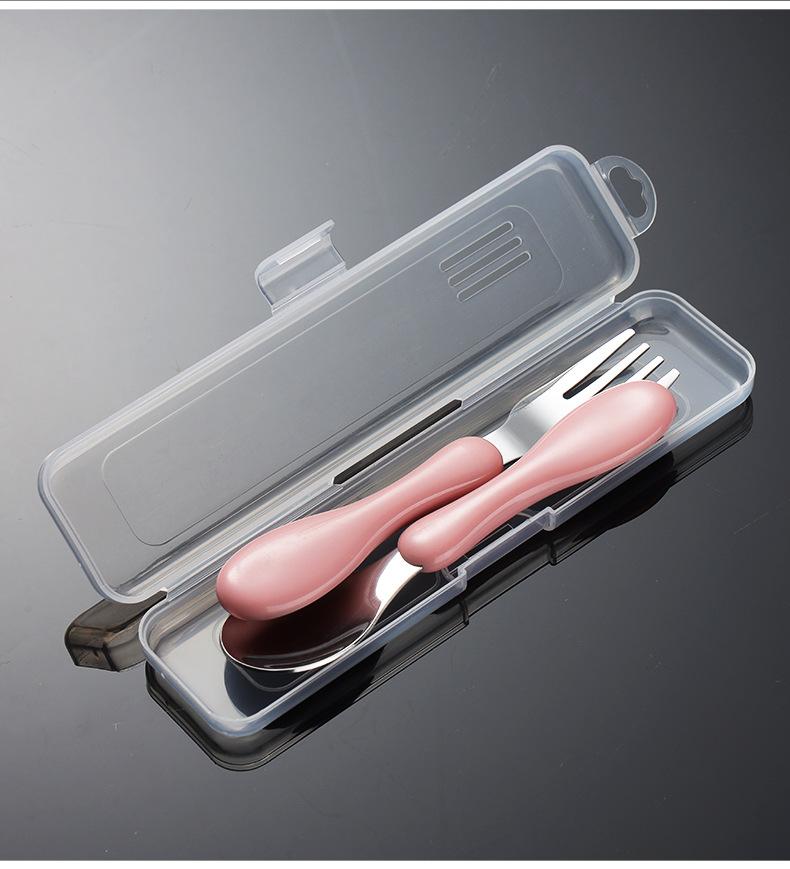 304 Stainless Steel Children's Portable Fork and Spoon Set Mother and Baby Tableware Small Gourd Handle ABS Short Handle