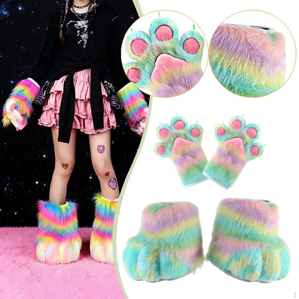 Cosplay Claw Gloves with Fursuit Feet Costume Accessory for Birthday