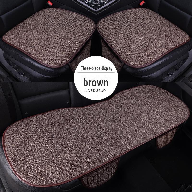 All-Season Light Luxury Ice Silk Linen Car Seat Cushions, Breathable & Non-Slip
