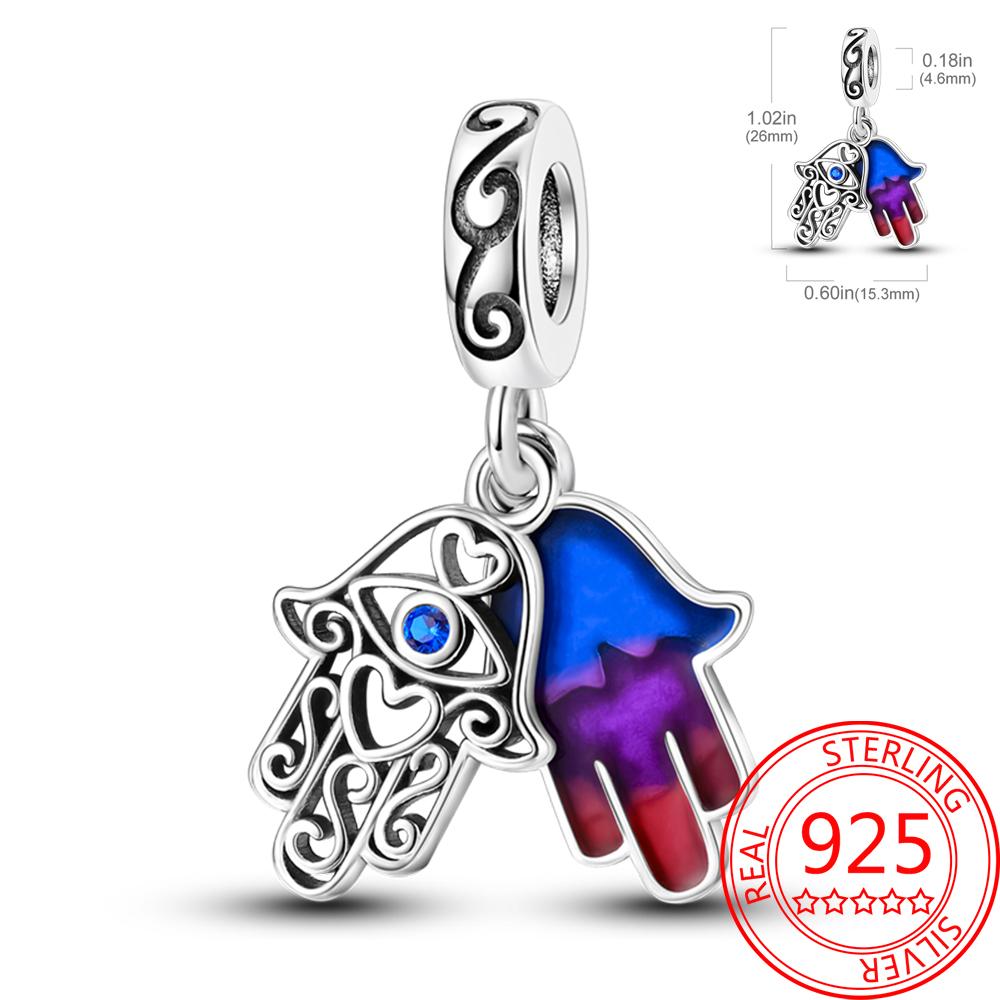 Mysterious Copper Love Evil Eyes Celtic Knot Palm Pendant Beads Safety Clip Fit Brand Bracelet Premium Gift Diy